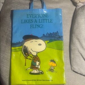 Antique Blue and Green Snoopy Tote